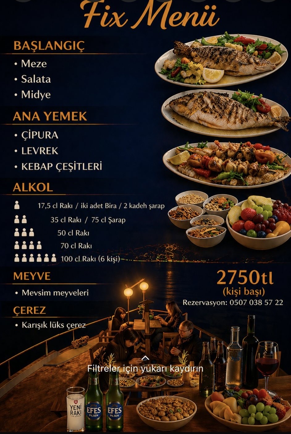 2 Kişilik Alkollü  Fix Menü